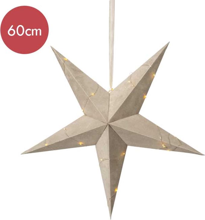 Fluwelen kerstster "beige" met lampjes
