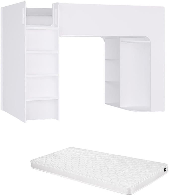 Vente-unique Hoogslaper hout wit 90 x 190 cm