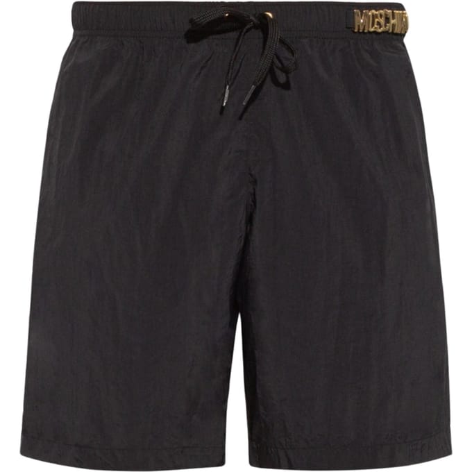 Moschino metalen logo zwarte lange zwemshort
