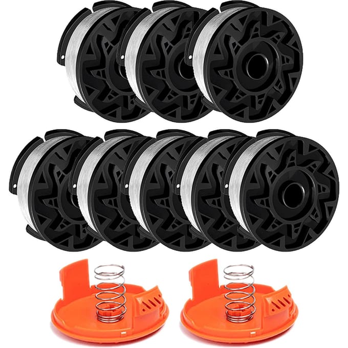 AF100 Grastrimmerspoel, Vervangende Grastrimmerspoel, Transparante Trimmerlijn 0,065 inch, 8Pcs Spool & 2Pcs Cover & 2Pcs Spring