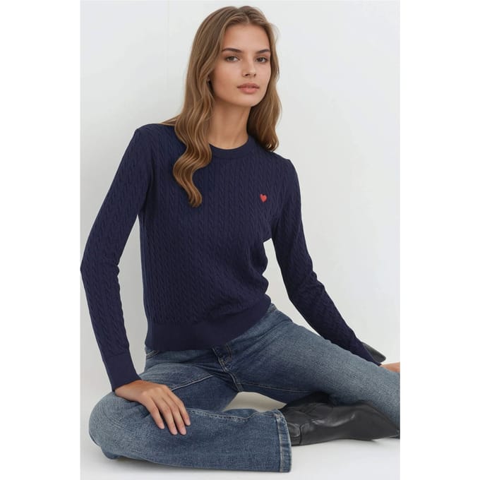 Vlechtbrei Sweater met Hartdetail