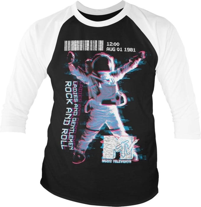 MTV Raglan top -XL- Moon Man Zwart/Wit