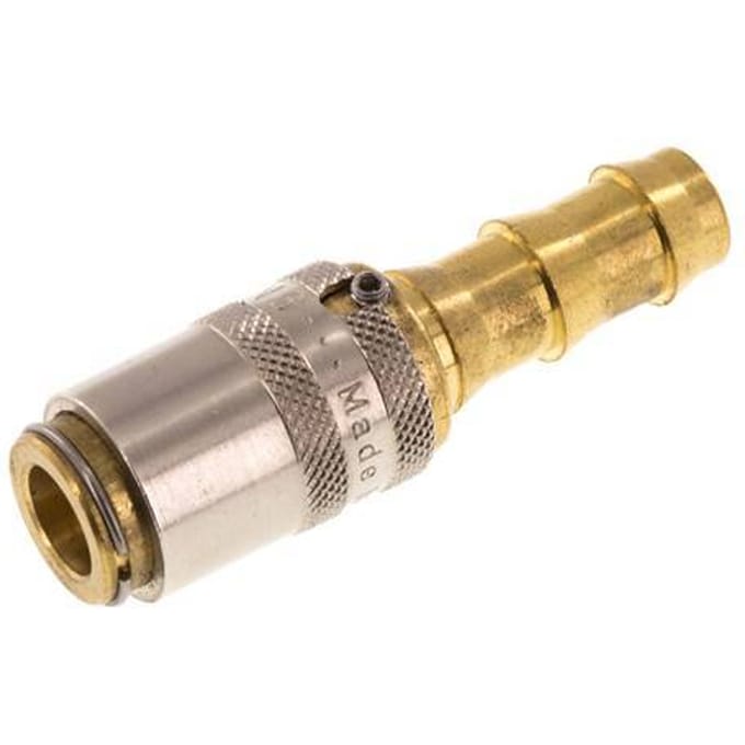 Messing DN 6 Tempereerkoppeling Snelkoppeling 9.5 mm Slangpilaar Loskoppelbeveiliging