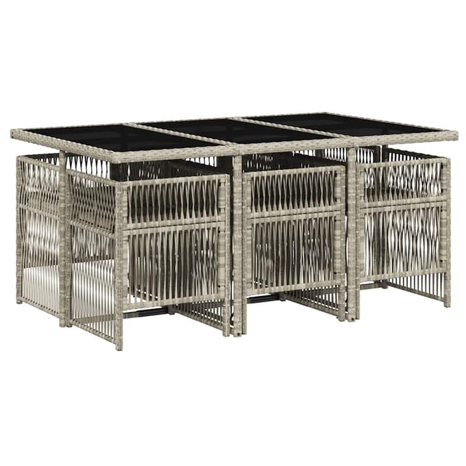 vidaXL - 7-delige - Tuinset - met - kussens - poly - rattan - grijs