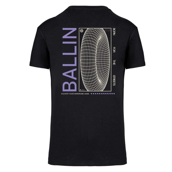 Heren Tee SS met Ballin Est. 2013 Backprint Bfts Shirt Print - Zwart - Maat M