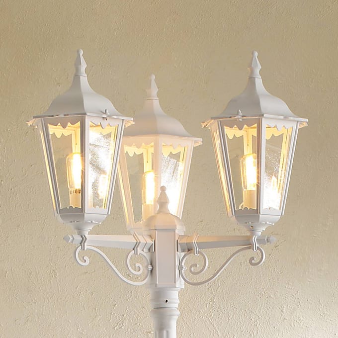 Konstsmide Mastlamp Firenze, 3-lamps, wit