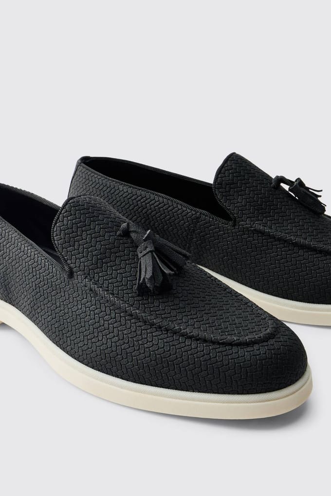 Gestructureerde Loafer Met Kwastjes Van Pu-leer | Black | Size 44