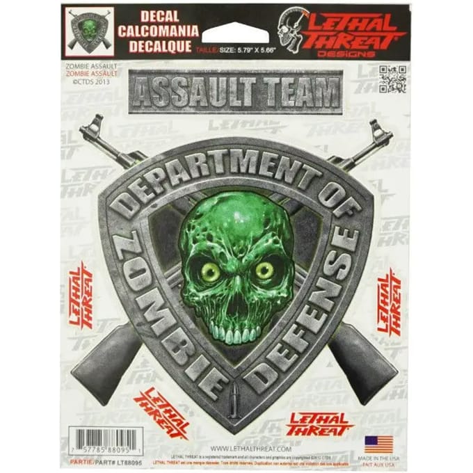 Motorfiets stickers Lethal Threat Zombie Defense