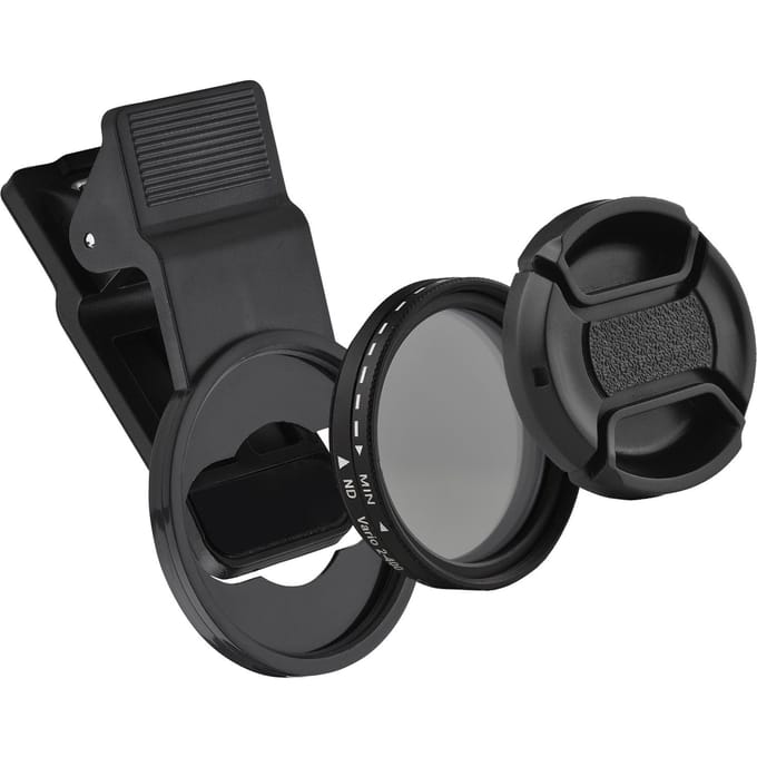 Andoer 37MM Professionele Clip-on Telefoonfilterlens ND2-400 Verstelbare Neutral Density Filter met zwart