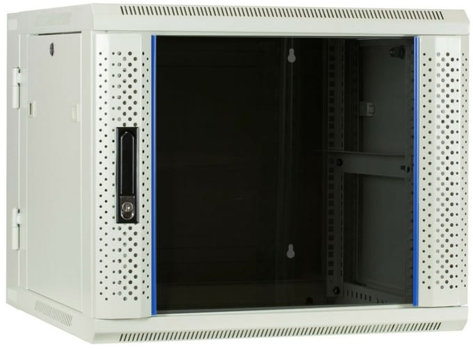 DSIT 9U witte wandkast (kantelbaar) met glazen deur 600x600x500mm (BxDxH) - serverbehuizing - serverrack - serverkast - 19 inch