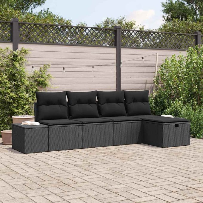 vidaXL - Bankstel - 6 - st - poly - rattan