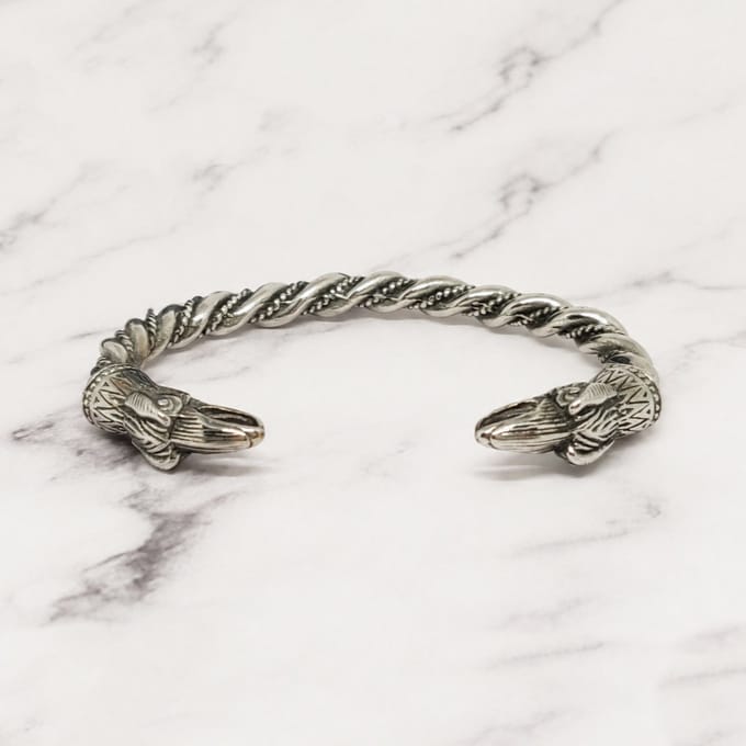 Mei's - Viking Nordic Raven - armband heren - raaf - RVS zilver