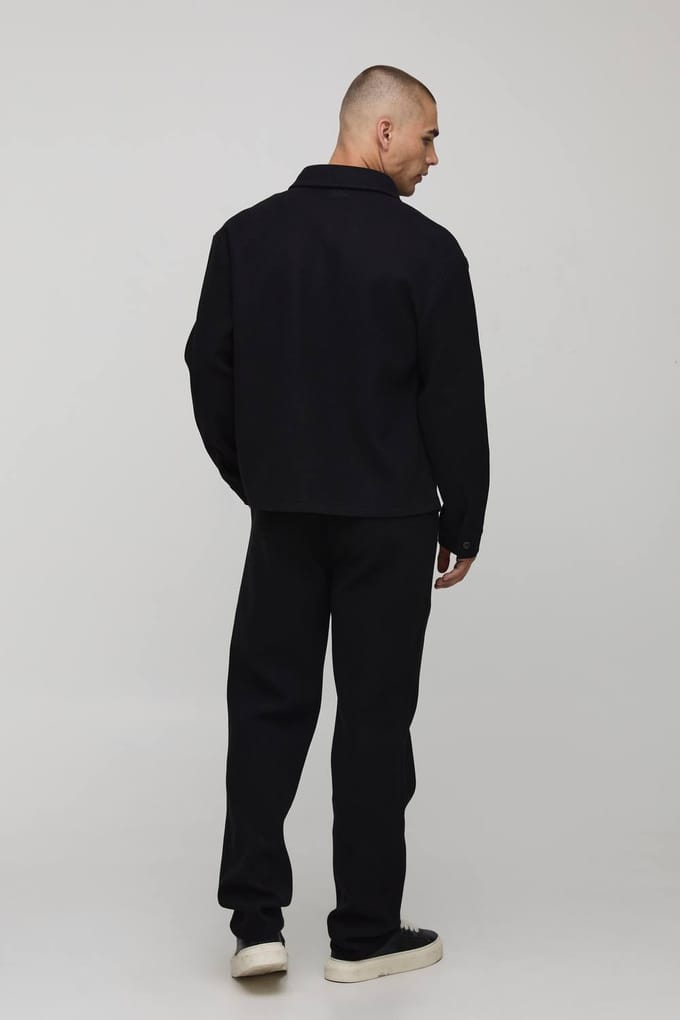 Straight Fit Brushed Trouser | Black | Size Medium