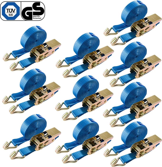 AREBOS 10 x Spanband - Spanbanden - Spanbanden met Ratel - 6 m x 25 mm