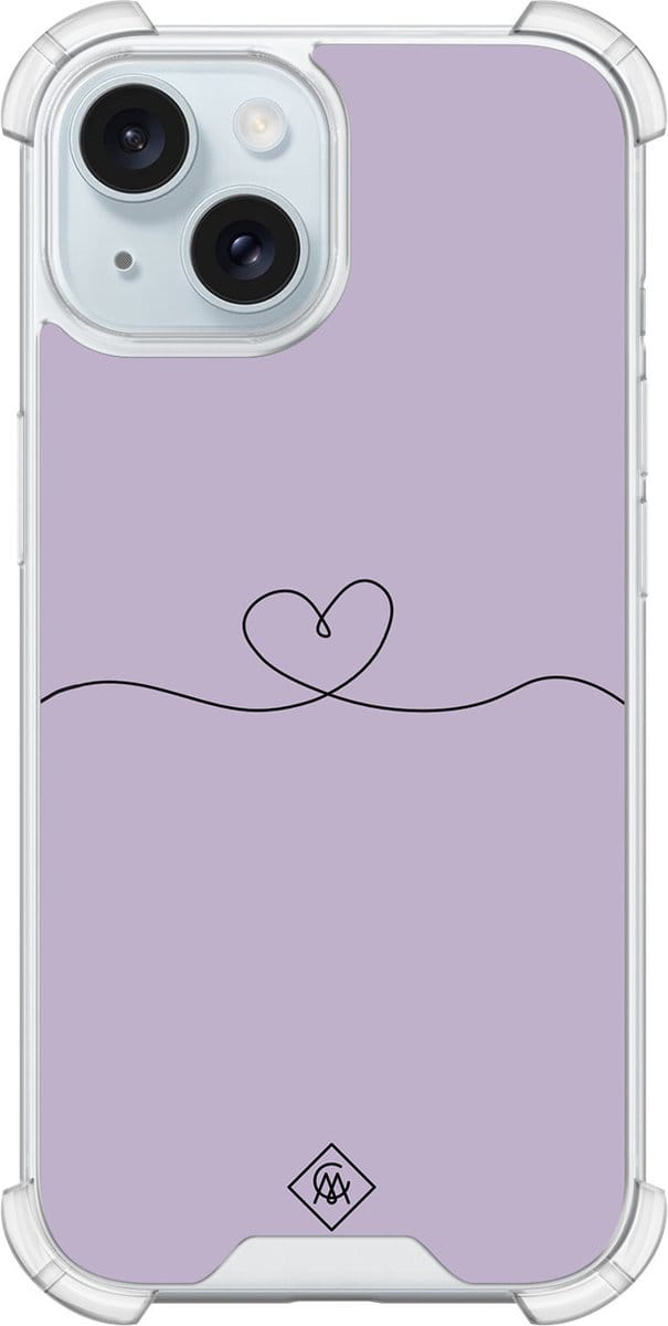Casimoda® hoesje - Geschikt voor iPhone 14 - Hart Lila - Shockproof case - Extra sterk - Siliconen/TPU - Paars, Transparant