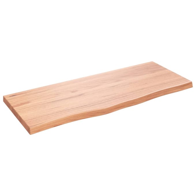 vidaXL - Wastafelblad - 100x40x(2-4) - cm - behandeld - massief - hout - lichtbruin