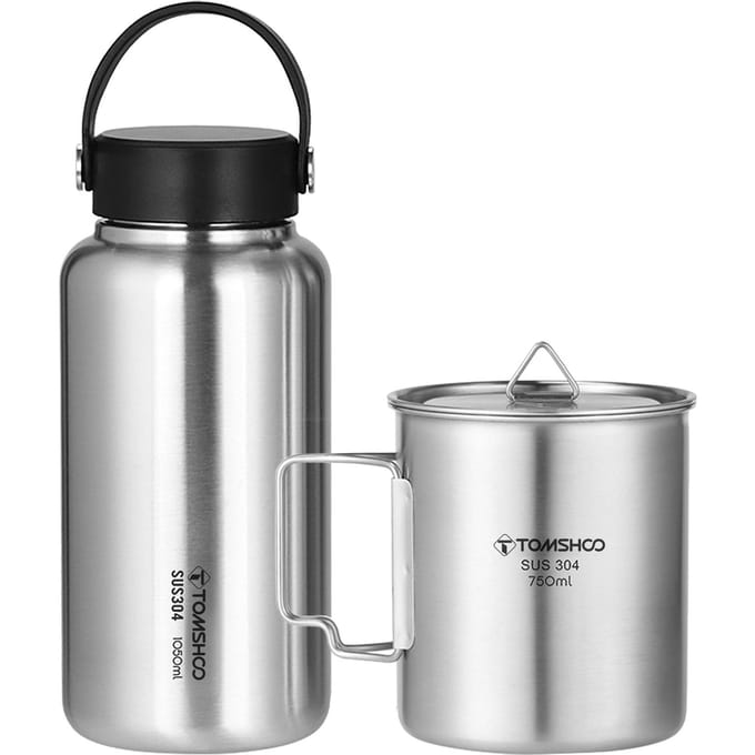 TOMSHOO Roestvrij Staal Waterfles Lekvrij Sportfles Bottle & Cup