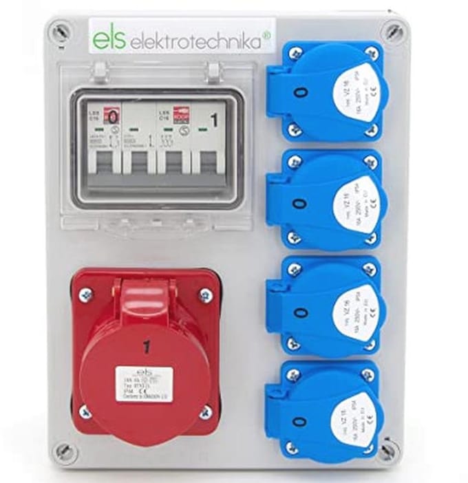 Stopcontactverdeler 4 x 230V met CEE en LS, Perfect voor Bouwstroom