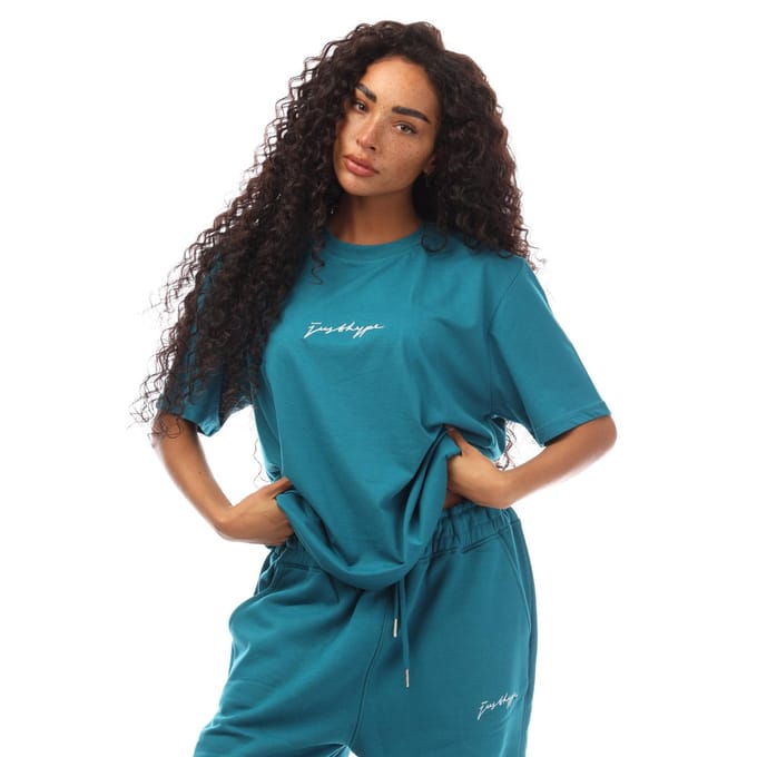 Hype Heren T-shirt van katoen met reguliere pasvorm (Teal)