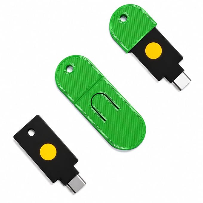 Alvora sleutelhanger beschermhoes geschikt voor YubiKey 5C NFC - USB-C opbergcase met schuifmechanisme en sluitkap - Groen