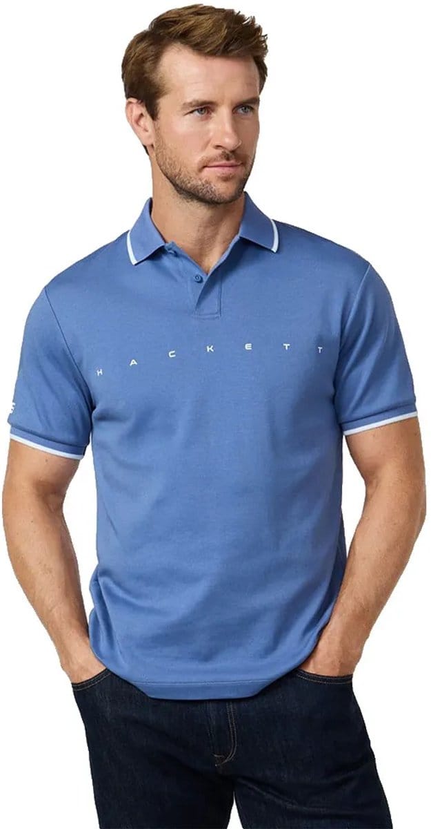 Hackett Hs Essential Korte Mouw Poloshirt Blauw XL Man