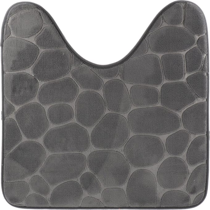 Tendance Toiletmat/wc mat Pebble - microfiber - Memory Foam - donkergrijs - 45 x 50 cm - badkamer mat