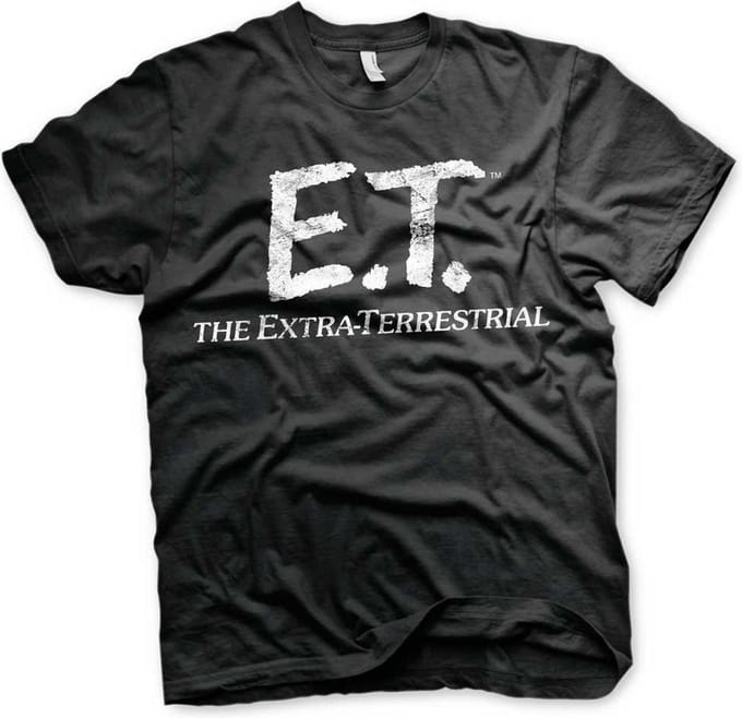 E.T. Heren Tshirt -S- Extra-Terrestrial Distressed Logo Zwart