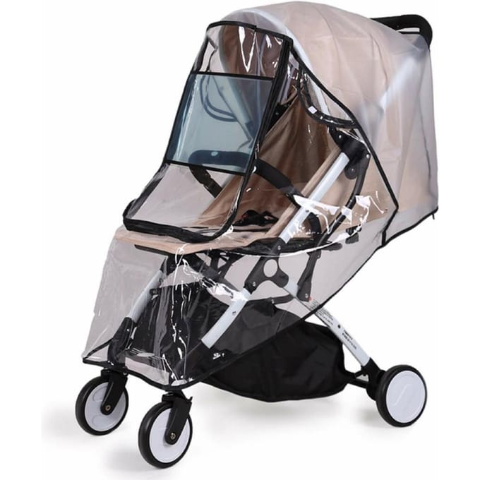 Baby Kinderwagen Regenhoes Transparant Verstelbaar Schokbestendig Winddicht Hoes voor Kinderwagen Zwart zwart