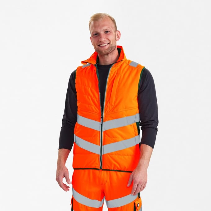 Engel Safety gewatteerd bodywarmer 5159-158 - Hi-vis Orange / Green - L