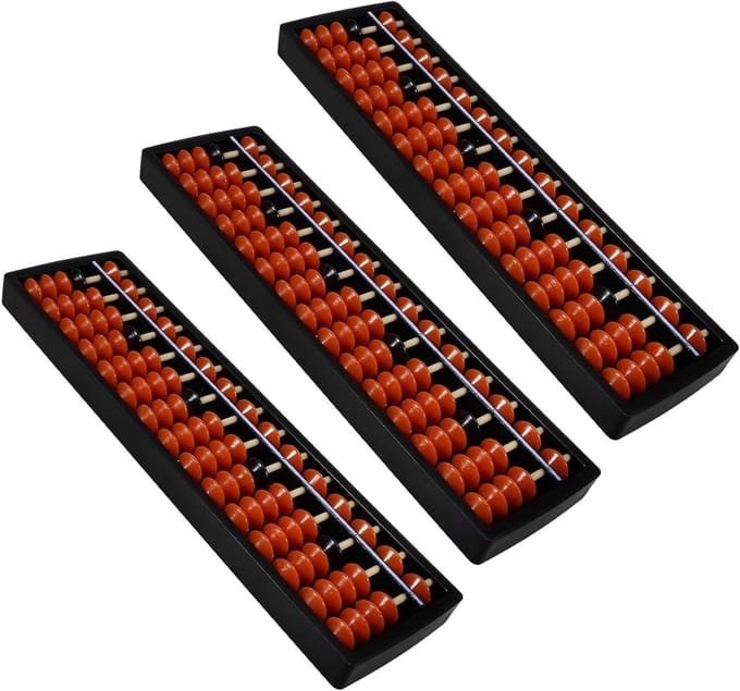 Chinese Abacus - Rekenhulp Telraam - Wiskunde Leren - Draagbaar Educatief Hulpmiddel - 23.4 x 6.5 x 1.8 cm - Multi