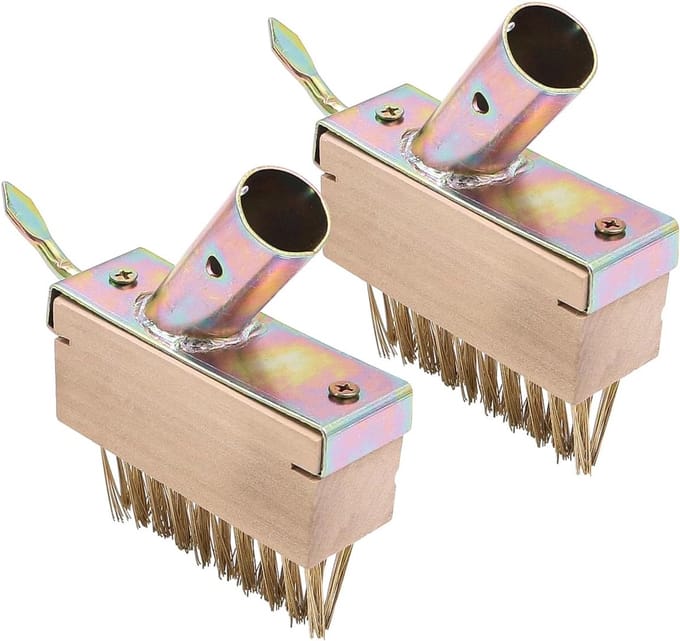 2PCS Weed Brushes - Steel Brushes - Weeding Tools - Garden Solid Wood Weed Brush - Crevice Brush