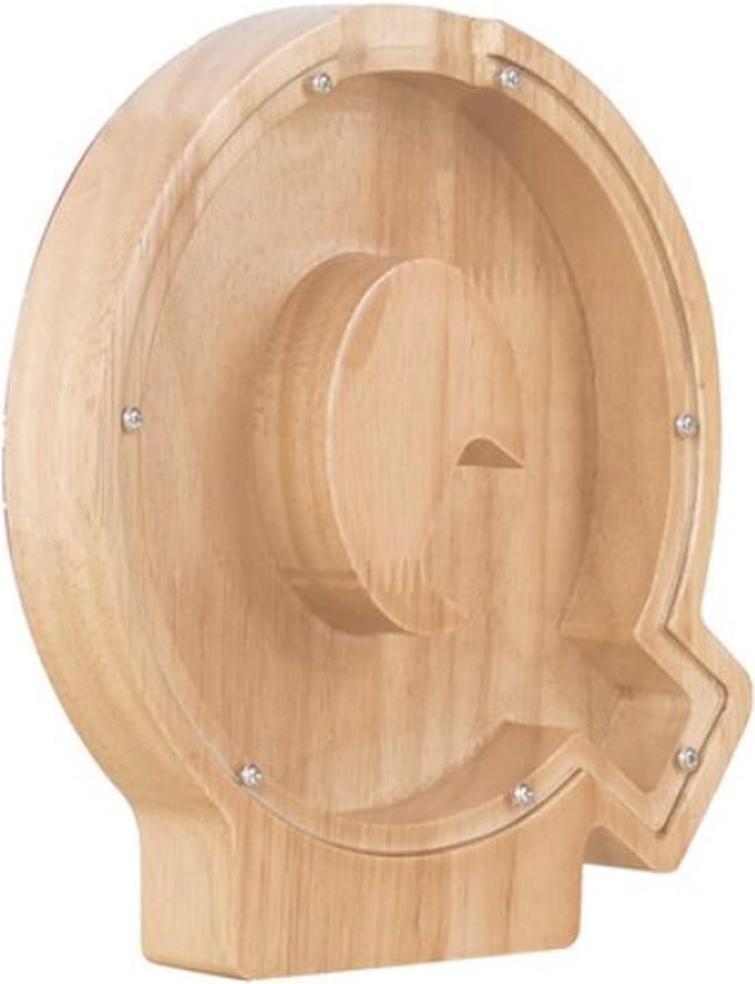 Houten spaarpot - Letter - Spaarpot - sparen - hout - letter Q