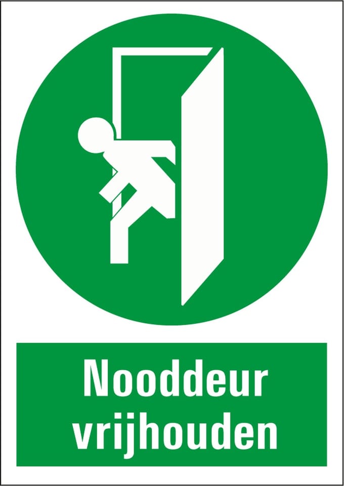 Nooddeur vrijhouden sticker met tekst 297 x 420 mm