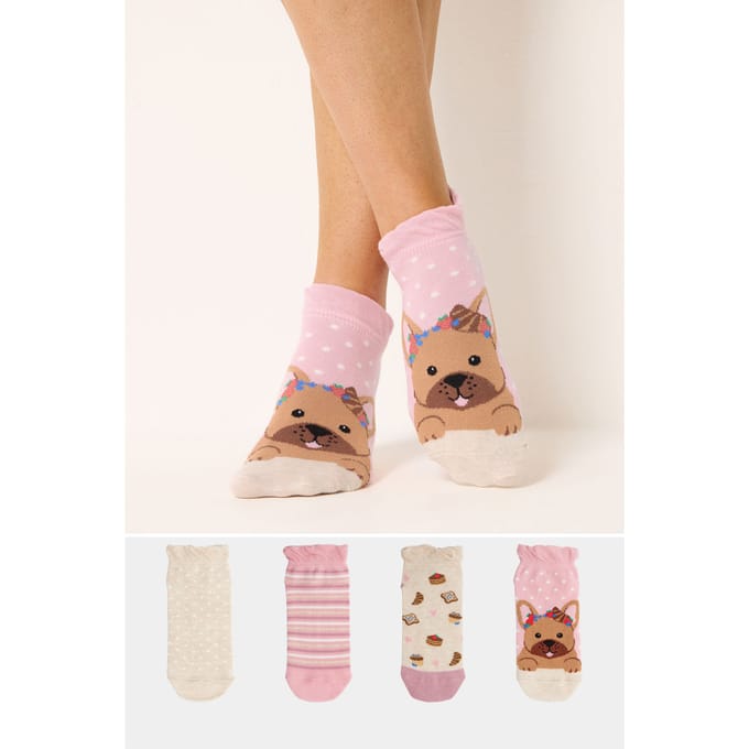 Yours 4Pack Roze Brunchprint Sneakersokken Size 41-44