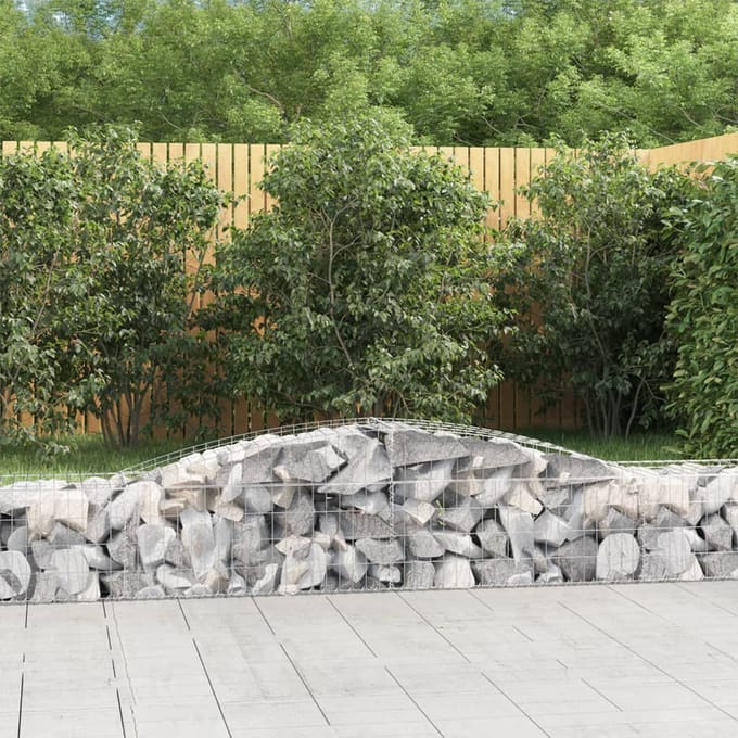 vidaXL - Schanskorven - 3 - st - gewelfd - 400x50x40/60 - cm - ijzer