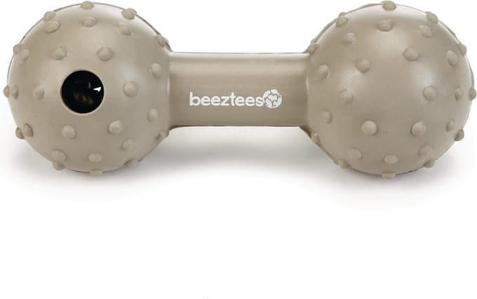 Beeztees rubber halter met bel massief beige 11.5 cm