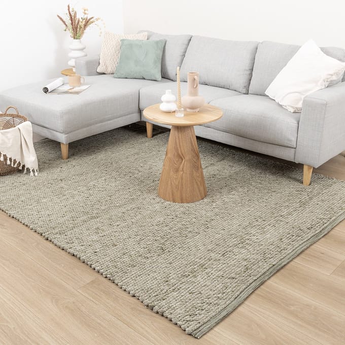 NATURL. Wollen vloerkleed - Feline Olijfgroen/Gemeleerd - 230x330cm