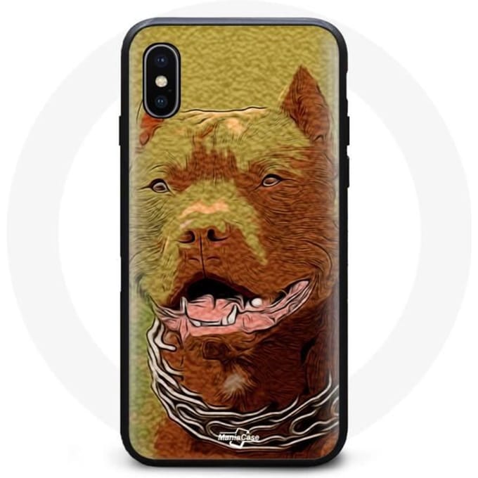 Coque - MANIACASE - Iphone XS max - Souple - Noir - Motif Pitbull