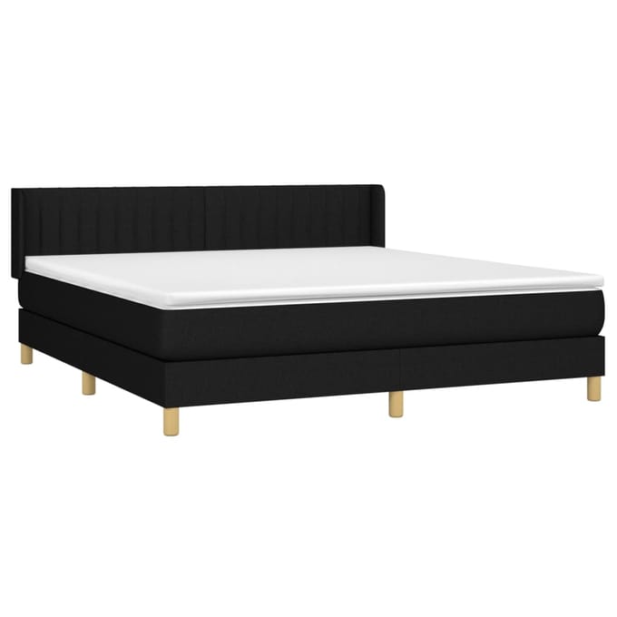 vidaXL - Boxspring - met - matras - stof - zwart - 180x200 - cm