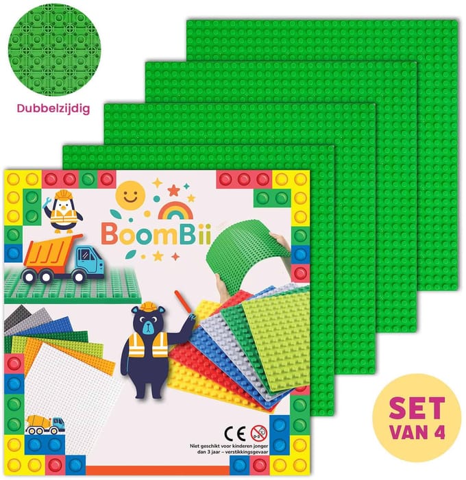 Dubbelzijdige bouwplaat groen - LEGO geschikt - set van 4 bouwplaten
