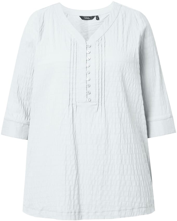 Ulla Popken - Dames - Tuniek bubble-materiaal 3/4-mouwen - Sneeuwwit - Maat 62+