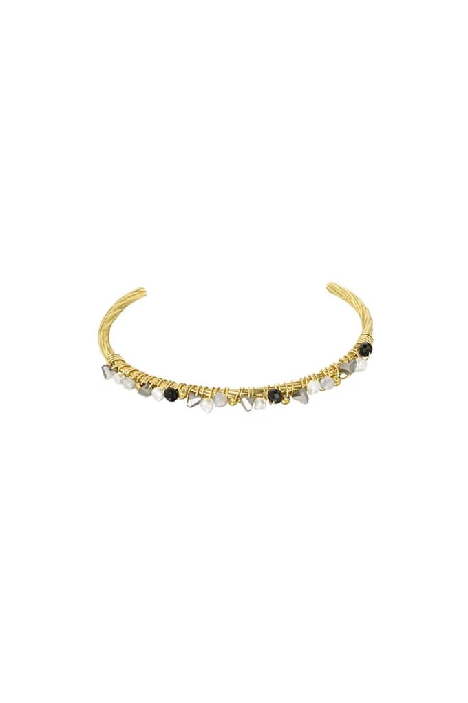 Yehwang Beady Bangle armband grijs | Goud