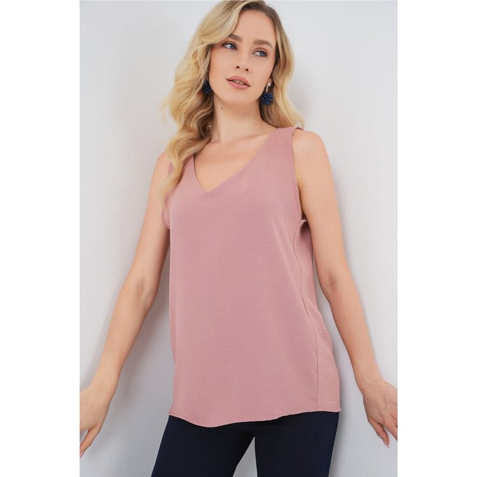 Textuur V-hals Mouwloze Blouse