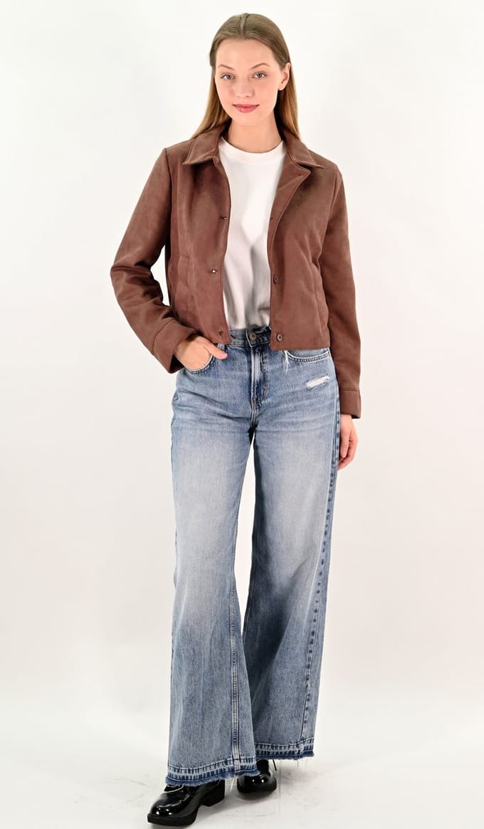 YesMooi - Faux Suede Jacket - Bruin - S (36)