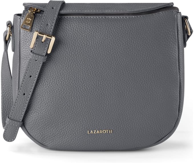Lazarotti Leren Schoudertas Bologna Leather Nola-13 Grey Grijs