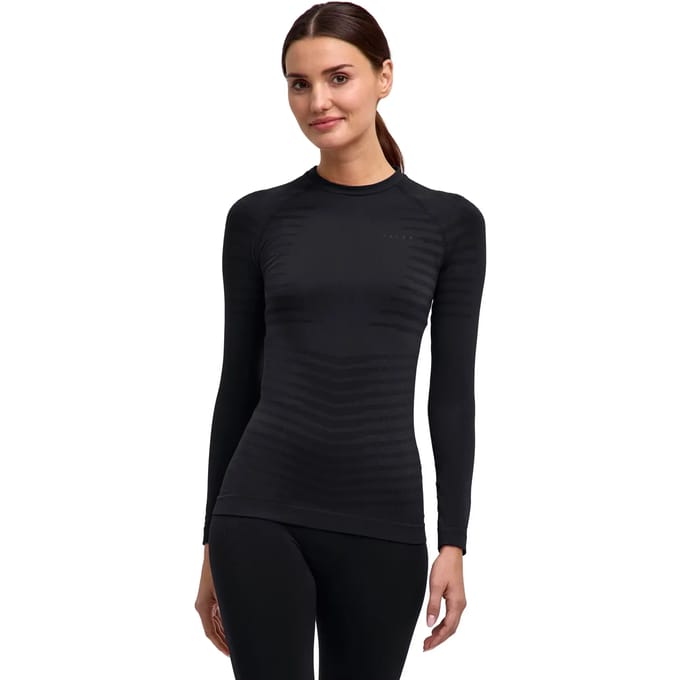 FALKE Maximum Warm Round Neck sneldrogend functioneel materiaal functioneel shirt met lange mouwen dames zwart - maat S