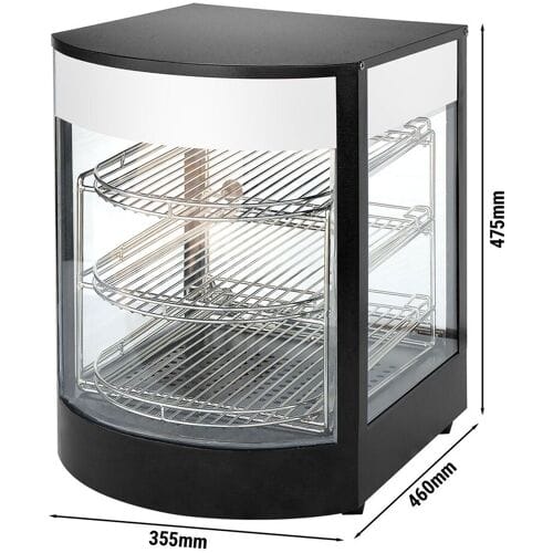 GGM Gastro Warmhaltevitrine - 355mm - 800 Watt - 3 Ablagen - Schwarz