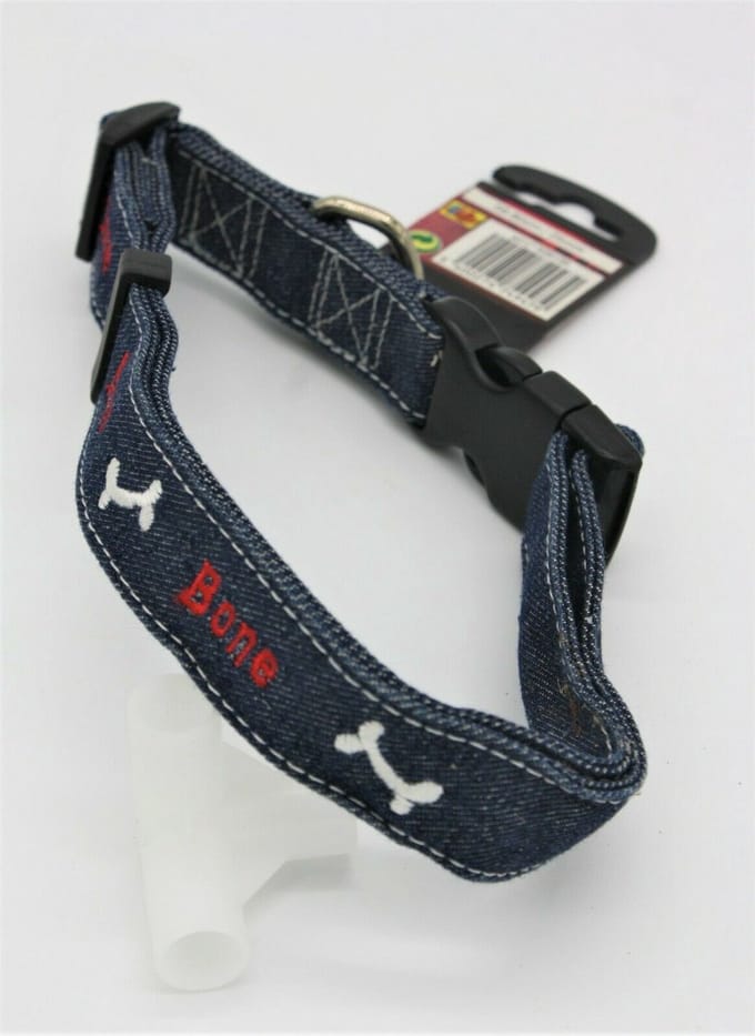 Flamingo Hondenhalsband - Jeans Bone - 40-65 cm - Blauw