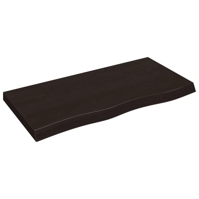 vidaXL - Wastafelblad - 100x50x(2-6) - cm - behandeld - massief - hout - donkerbruin