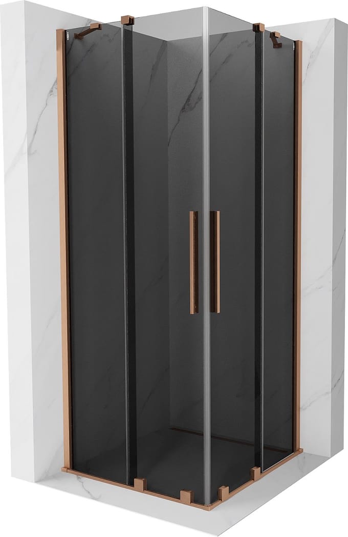 Mexen Velar Duo schuifdouchecabine 80 x 80 , grafiet, geborsteld koper - 871-080-080-42-65
